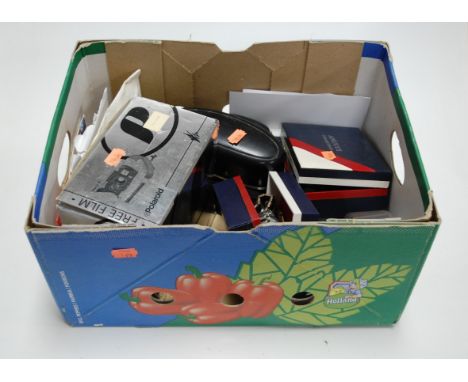 A box of miscellaneous to include polaroid camera, various gents wristwatches, cufflinks etc