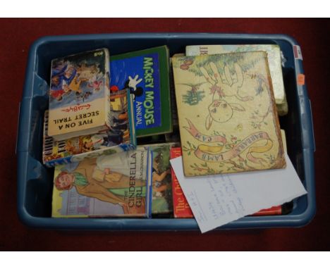 Barbara Lamb, by Cam, 1944 first edition, Mickey Mouse Annual, circa 1949; and other vintage childrens books, one box