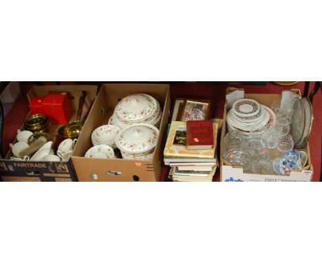A large collection of miscellaneous items to include a Myott Heritage pattern part tea and dinner service, glassware, ceramic