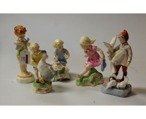 Three various Royal Worcester calendar figures, modelled by F.G. Doughty, comprising March, May and November; together with t