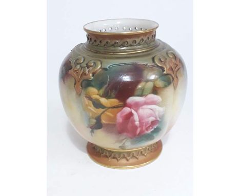 A Royal Worcester potpourri, height 9.5cm. Condition - good, no damage/repair. 