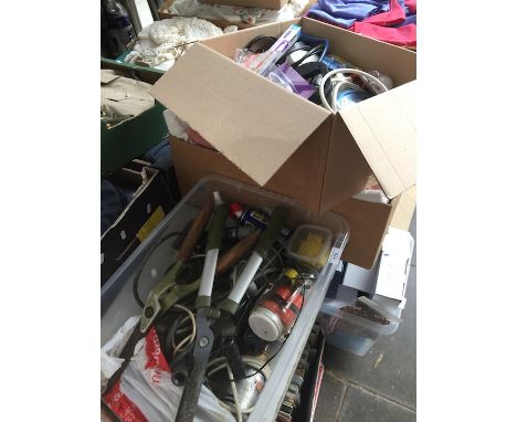2 boxes of electricals and tools 