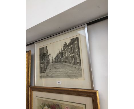 After Stuart Walton, monochrome print, northern street scene, 45cm x 30cm, limited edition no. 209/300, signed in pencil, gla