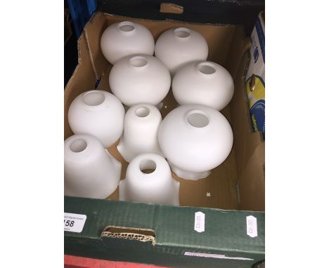 A box of glass lamp shades 