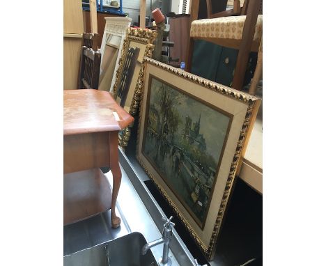 Two mirrors and an impressionist style print. 