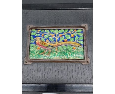 Arts &amp; Crafts Enamel pheasant plaque. [17x20.5cm]