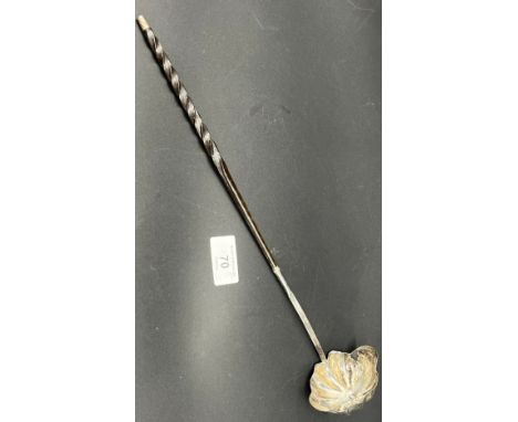 Antique silver and horn handle ladle. [35cm high] 