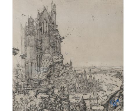 Jules Van Paemel, La tour de Babel, 1933. Etching, 43/50. | 77,5 x 59 cm.