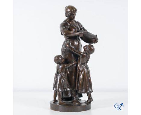 Albert Le Feuvre (1845-1924) "Le Pain" Bronze statue with dark patina. | 48 x 20 x 20 cm.