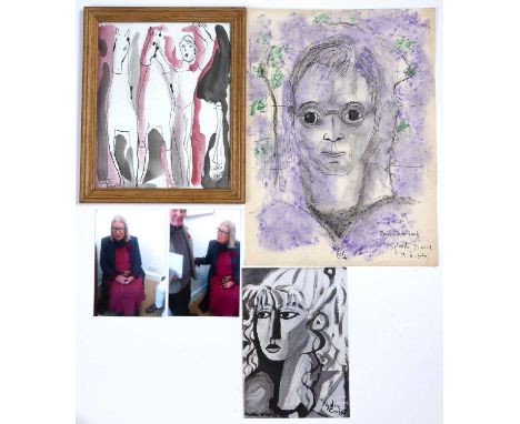 Lydia Corbett (b.1934)Portrait of Bernard Kay, 1955watercolour36 x 27cm; together with a further watercolour by the artist, a