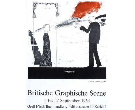 David Hockney (b.1937)Swiss exhibition poster 'Britische Graphische Scene', 1963offset lithograph46 x 34cm.