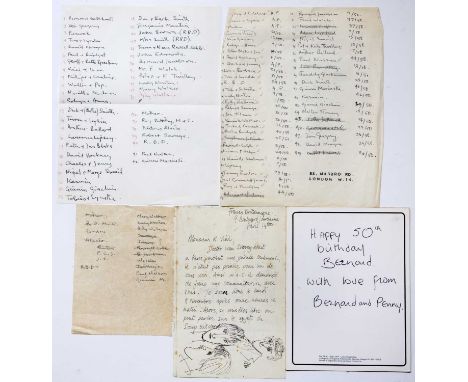 Bernard Kay (1927-2021)A collection of Christmas card designssketches and etchingstogether with two hand-written lists of rec