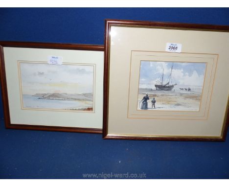 A framed and mounted Watercolour titled verso delivering provisions at Swansea bay, signed C.N. Last 1987 along with another 