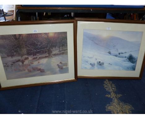 A framed and mounted Print by J. Farquharson 'The Shortening Winter's Day', along with another similar by the same artist bot