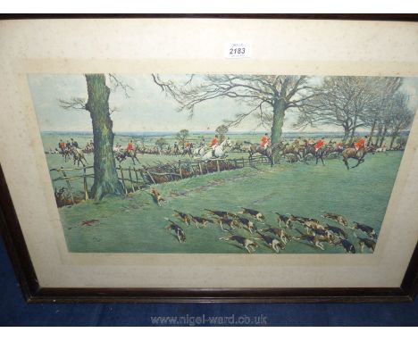 A large Cecil Aldin Print titled 'The Garth Hunt', signed in pencil in margin, 32 1/2" x 22 1/2"