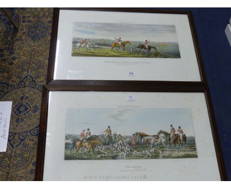 A pair of oak framed hand coloured aquatints of Leicestershire hunting scenes by Sir John Dean Paul.