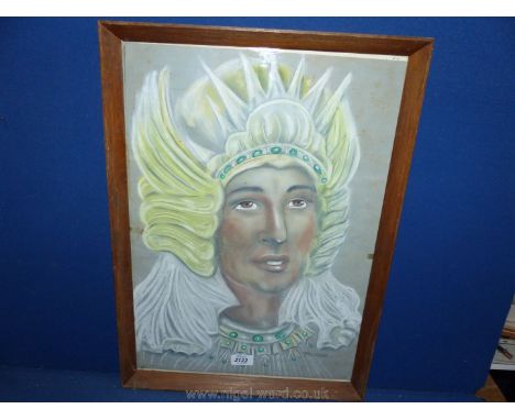 An Art Deco gouache portrait of a show girl signed Jean Arnold.