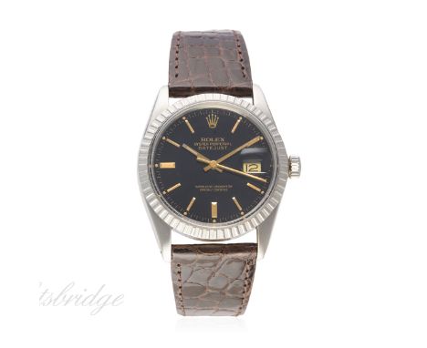 A GENTLEMAN'S STAINLESS STEEL ROLEX OYSTER PERPETUAL DATEJUST BRACELET WATCH CIRCA 1979, REF. 16030
D: Charcoal colour dial w