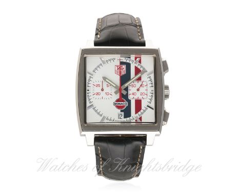 A GENTLEMAN'S STAINLESS STEEL TAG HEUER MONACO AUTOMATIC CHRONOGRAPH WRIST WATCH CIRCA 2008, REF. CW2118 VINTAGE LIMITED EDIT