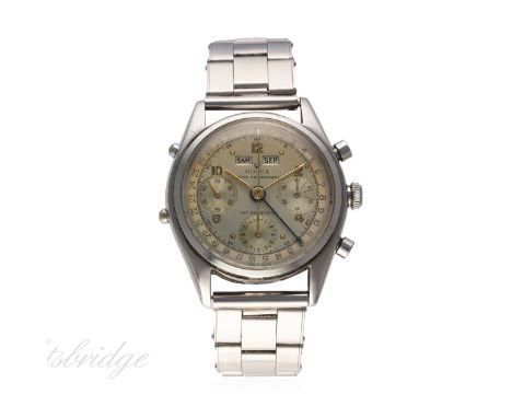 AN EXTREMELY RARE GENTLEMAN'S STAINLESS STEEL ROLEX "JEAN-CLAUDE KILLY" OYSTER TRIPLE CALENDAR ANTI-MAGNETIQUE CHRONOGRAPH BR