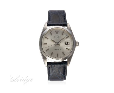 A GENTLEMAN'S STAINLESS STEEL ROLEX OYSTERDATE PRECISION WRIST WATCH CIRCA 1970, REF. 6694
D: Silver dial with silver batons 