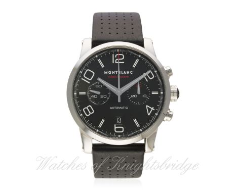 A GENTLEMAN'S STAINLESS STEEL MONTBLANC 'TIMEWALKER' AUTOMATIC CHRONOGRAPH WRIST WATCH REF. 36973 WITH BOX & PAPERS DATED 200