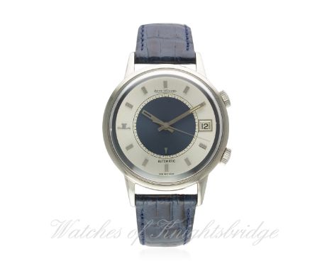 A RARE GENTLEMAN'S STAINLESS STEEL JAEGER LECOULTRE MEMOVOX AUTOMATIC ALARM WRIST WATCH CIRCA 1970s REF. 875.42 WITH JLC TAG
