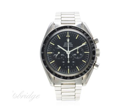 A RARE GENTLEMAN'S STAINLESS STEEL OMEGA SPEEDMASTER PROFESSIONAL CHRONOGRAPH BRACELET WATCH CIRCA 1967, REF. 145.012-67 "PRE