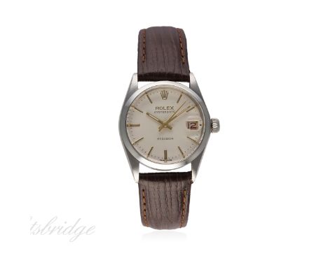 A MID SIZE STAINLESS STEEL ROLEX OYSTERDATE PRECISION WRIST WATCH CIRCA 1969, REF. 6466 WITH "ROULETTE" DATE
D: Silver dial w
