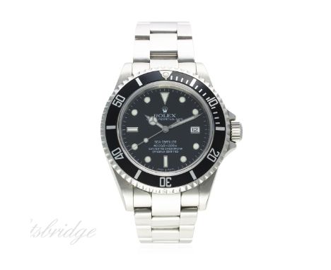 A GENTLEMAN'S STAINLESS STEEL ROLEX OYSTER PERPETUAL DATE SEA DWELLER BRACELET WATCH CIRCA 2006, REF. 16600
D: Gloss black di