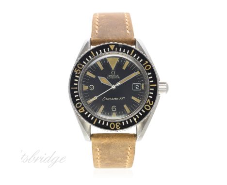 A RARE GENTLEMAN'S STAINLESS STEEL OMEGA SEAMASTER 300 WRIST WATCH CIRCA 1967, REF. 166.0024-67 SC
D: Black dial with luminou