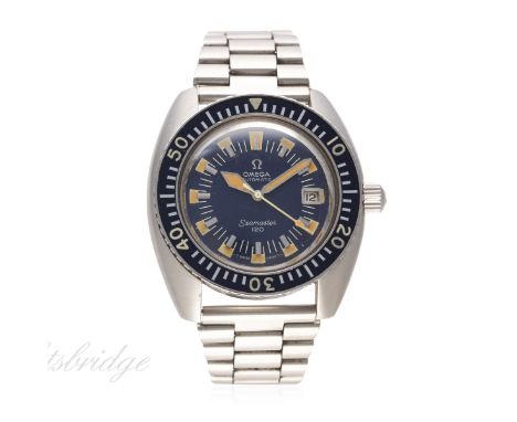 A RARE GENTLEMAN'S STAINLESS STEEL OMEGA SEAMASTER 120 "DEEP BLUE" BRACELET WATCH CIRCA 1970, REF. 167.0073
D: Blue dial with