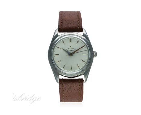 A GENTLEMAN'S STAINLESS STEEL FAVRE LEUBA ZENITH WRIST WATCH CIRCA 1950s, WITH ORIGINAL BOX
D: Silver dial with silver batons