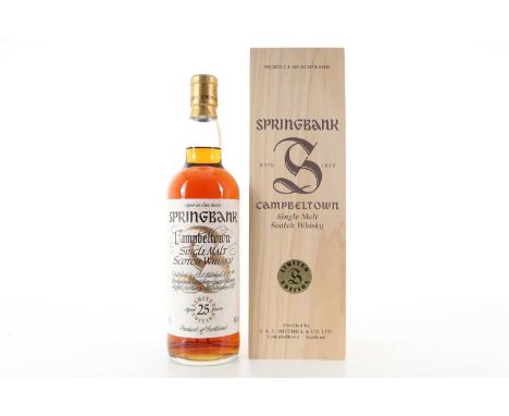 SPRINGBANK 25 YEAR OLD MILLENNIUM CAMPBELTOWN SINGLE MALT  46% ABV / 70cl   There are very few distilleries left in Scotland 