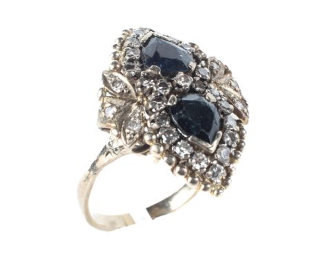 A fine Art Deco sapphire and diamond dress ring in the form of a shoe buckle size P