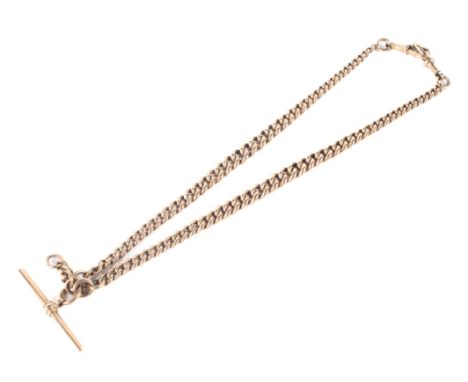 A 9ct rose gold Albert Chain, each link hallmarked 48.5 grams Condition Report: This has probably been resized as there are 5