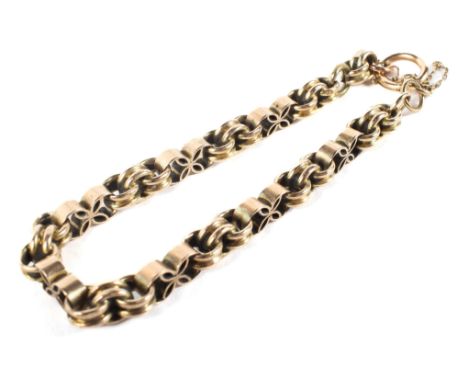 A 10ct gold link bracelet with safety chain, total weight 13.5 grams