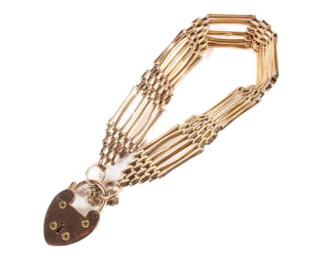 A 9ct gold gate bracelet, each gate stamped 9ct, 23 grams