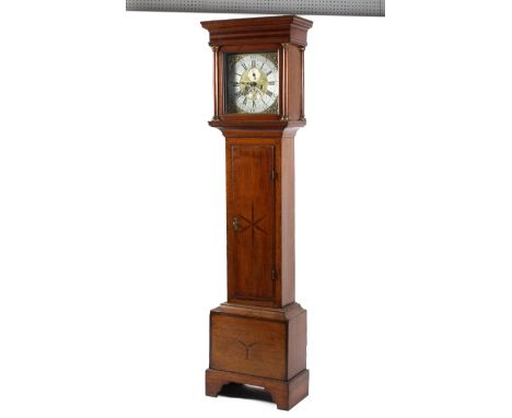 An 18th century oak longcase clock with brass dial, named for Richard Hardwick/Ashwick (Somerset), with silvered chapter ring