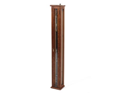 A mahogany cased Griffin &amp; Tatlock scientific barometer, 128cm x 16cm x 14cm, barometer 100cm long