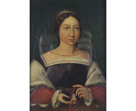 Manner of Claude Corneille de Lyon (1500/10-1575), Portrait of a Young Lady with Rosary Beads, oil on panel, in giltwood fram