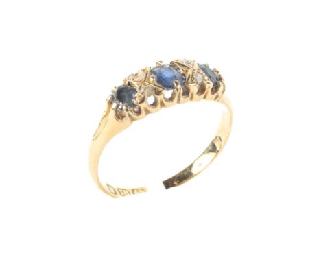 An 18ct gold sapphire and diamond dress ring, size 0, weight 2.8 grams