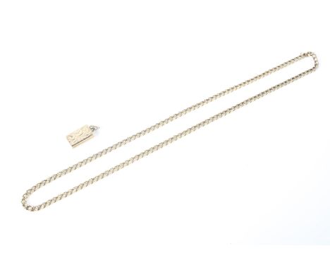 A 9ct gold photo locket pendant, 2g, together with an unmarked yellow metal chain, 8.8g