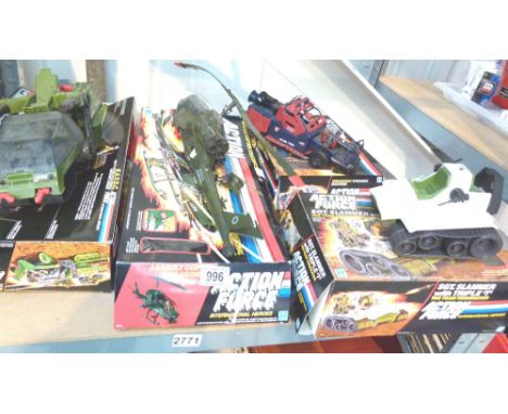 ACTION FORCE VEHICLES. Shelf of boxed Action Force vehicles