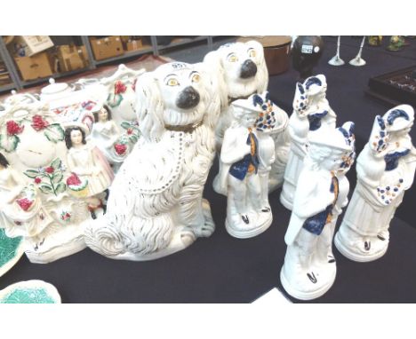 VICTORIAN CERAMIC FLATBACKS. Four pairs of Victorian ceramic flatbacks