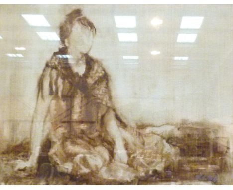 MODERNIST PORTRAIT. Modernist portrait of a lady, 59 x 66 cm