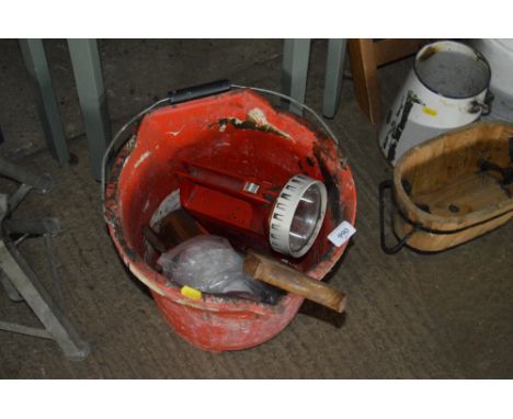 A bucket and contents of various hand tools etc.