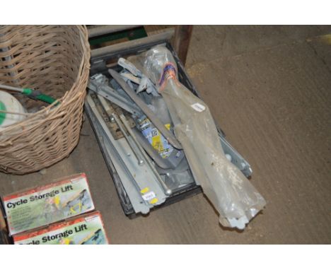 A box of galvanised field gate and barn door hinges and bolts