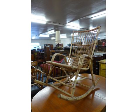 A vintage bamboo rocking chair 