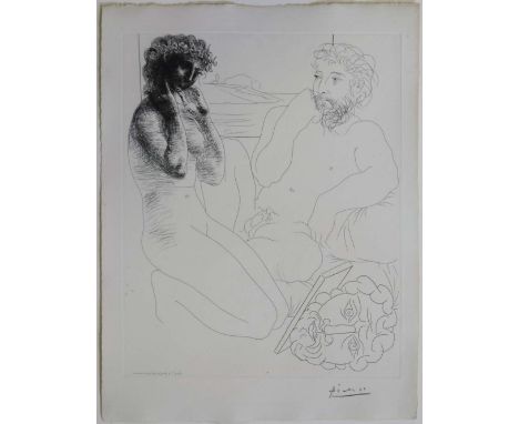 Pablo PICASSO (1886-1973), Sculpteur et modele agenouille, 1933, Radierung auf Montval Papier, Wasserzeichen "Picasso", aus: 